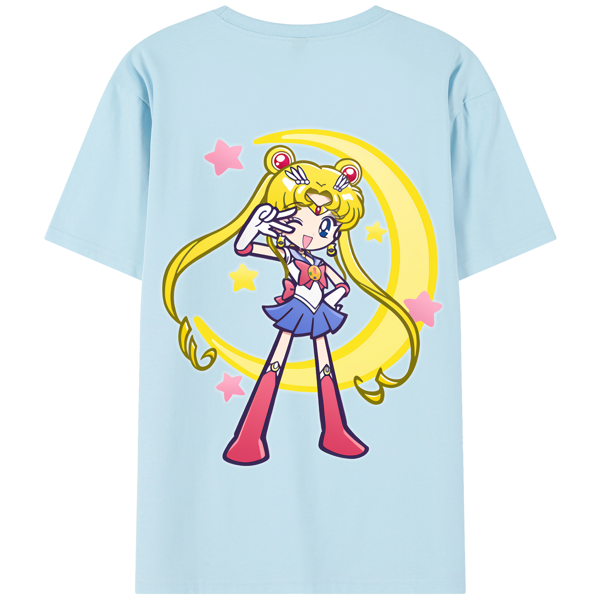 （画像用） 美少女戦士セーラームーン 月野 うさぎ つきの うさぎ Sailor Moon Tsukino Usagi 綿100％半袖Tシャツ（背面プリント）